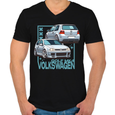 PRINTFASHION golf 4 - Férfi V-nyakú póló - Fekete