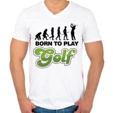 PRINTFASHION Golfozás evolúció - Férfi V-nyakú póló - Fehér férfi póló