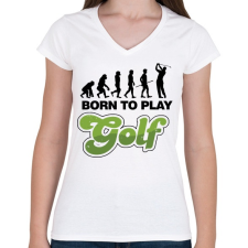 PRINTFASHION Golfozás evolúció - Női V-nyakú póló - Fehér női póló