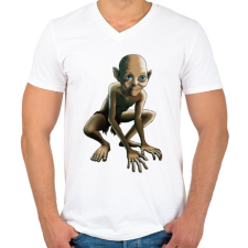 PRINTFASHION Gollum - Férfi V-nyakú póló - Fehér férfi póló