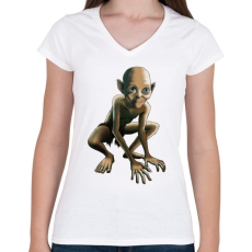 PRINTFASHION Gollum - Női V-nyakú póló - Fehér