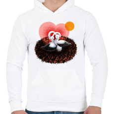 PRINTFASHION Gólya család - Férfi kapucnis pulóver - Fehér