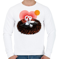 PRINTFASHION Gólya család - Férfi pulóver - Fehér