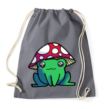 PRINTFASHION gomba kalapos béka - Sportzsák, Tornazsák - Grafitszürke tornazsák