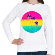 PRINTFASHION Gombácskák - Női pulóver - Fehér női pulóver, kardigán