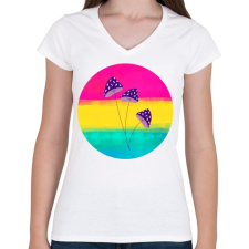 PRINTFASHION Gombácskák - Női V-nyakú póló - Fehér női póló