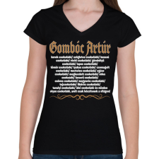 PRINTFASHION Gombóc Artúr és a világ összes csokoládéja - Női V-nyakú póló - Fekete női póló