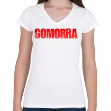 PRINTFASHION Gomorra logo - Női V-nyakú póló - Fehér női póló