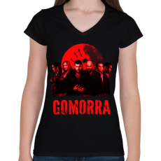 PRINTFASHION gomorra-red - Női V-nyakú póló - Fekete