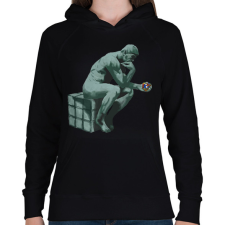 PRINTFASHION Gondolkodás - Női kapucnis pulóver - Fekete női pulóver, kardigán