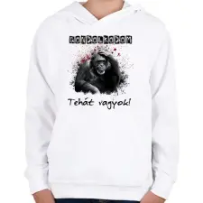 PRINTFASHION gondolkodom - Gyerek kapucnis pulóver - Fehér gyerek pulóver, kardigán