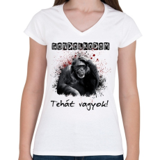 PRINTFASHION gondolkodom - Női V-nyakú póló - Fehér