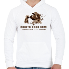 PRINTFASHION Gondolkodom tehát vagyok - Férfi kapucnis pulóver - Fehér