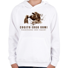 PRINTFASHION Gondolkodom tehát vagyok - Gyerek kapucnis pulóver - Fehér gyerek pulóver, kardigán