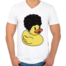 PRINTFASHION Göndör hajú gumikacsa - Férfi V-nyakú póló - Fehér férfi póló