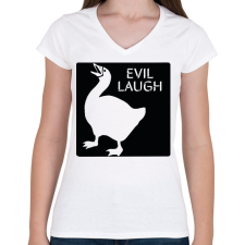 PRINTFASHION Gonosz nevetés - Női V-nyakú póló - Fehér női póló