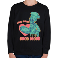 PRINTFASHION Good food, good mood - Gyerek pulóver - Fekete gyerek pulóver, kardigán