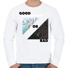 PRINTFASHION Good Or Bad - Férfi pulóver - Fehér férfi pulóver, kardigán