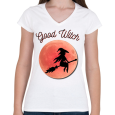 PRINTFASHION Good Witch - Női V-nyakú póló - Fehér