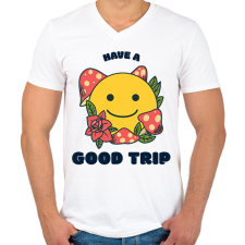 PRINTFASHION goodtrip - Férfi V-nyakú póló - Fehér férfi póló