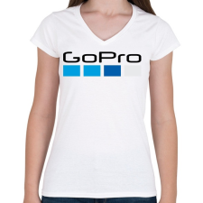 PRINTFASHION GoPro Logó - Női V-nyakú póló - Fehér női póló
