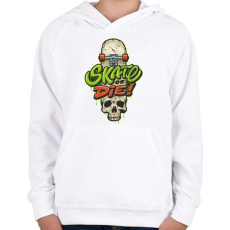 PRINTFASHION Gördeszka - skate or die - Gyerek kapucnis pulóver - Fehér
