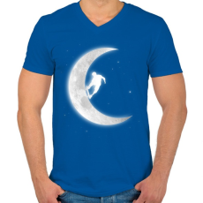 PRINTFASHION Gördeszkás a holdon - Férfi V-nyakú póló - Királykék