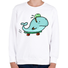 PRINTFASHION Gördeszkás bálna - Gyerek pulóver - Fehér gyerek pulóver, kardigán