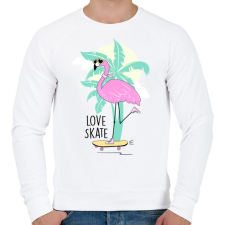 PRINTFASHION Gördeszkás flamingó - Férfi pulóver - Fehér férfi pulóver, kardigán