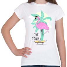 PRINTFASHION Gördeszkás flamingó - Női póló - Fehér