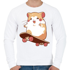 PRINTFASHION Gördeszkás hörcsög - Férfi pulóver - Fehér férfi pulóver, kardigán