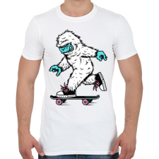PRINTFASHION Gördeszkás Yeti - Férfi póló - Fehér férfi póló
