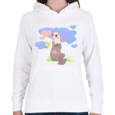 PRINTFASHION Görényke - Női kapucnis pulóver - Fehér női pulóver, kardigán