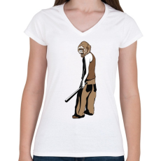 PRINTFASHION Gorilla baseball ütővel - Női V-nyakú póló - Fehér