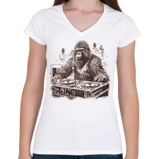 PRINTFASHION Gorilla DJ - Női V-nyakú póló - Fehér női póló
