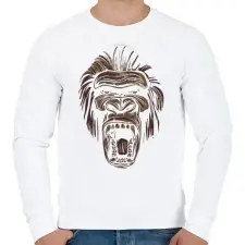 PRINTFASHION Gorilla fej - sötét alapra - Férfi pulóver - Fehér férfi pulóver, kardigán