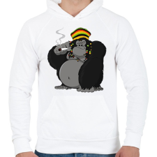 PRINTFASHION Gorilla - Férfi kapucnis pulóver - Fehér férfi pulóver, kardigán