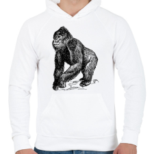 PRINTFASHION Gorilla - Férfi kapucnis pulóver - Fehér férfi pulóver, kardigán