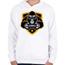 PRINTFASHION Gorilla Gamer - Gyerek kapucnis pulóver - Fehér