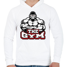 PRINTFASHION Gorilla GYM - Férfi kapucnis pulóver - Fehér