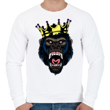 PRINTFASHION Gorilla king - Férfi pulóver - Fehér férfi pulóver, kardigán