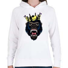 PRINTFASHION Gorilla king - Női kapucnis pulóver - Fehér női pulóver, kardigán
