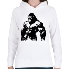 PRINTFASHION Gorilla - Női kapucnis pulóver - Fehér női pulóver, kardigán