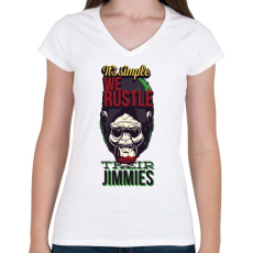 PRINTFASHION Gorilla - Női V-nyakú póló - Fehér