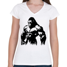PRINTFASHION Gorilla  - Női V-nyakú póló - Fehér női póló