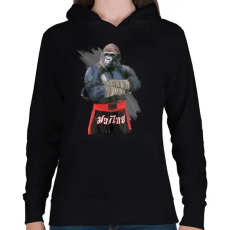 PRINTFASHION Gorilla thai box - Női kapucnis pulóver - Fekete