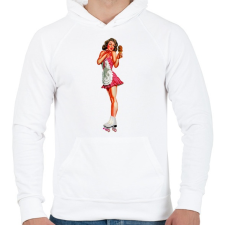 PRINTFASHION Görkorcsolya - Férfi kapucnis pulóver - Fehér férfi pulóver, kardigán