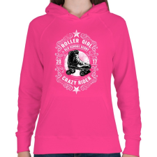 PRINTFASHION Görkorcsolyás lány - Női kapucnis pulóver - Fukszia női pulóver, kardigán