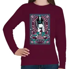 PRINTFASHION Görkorcsolyás lány - Női pulóver - Bordó női pulóver, kardigán