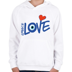PRINTFASHION Görög rajongó - Greece Love - Gyerek kapucnis pulóver - Fehér